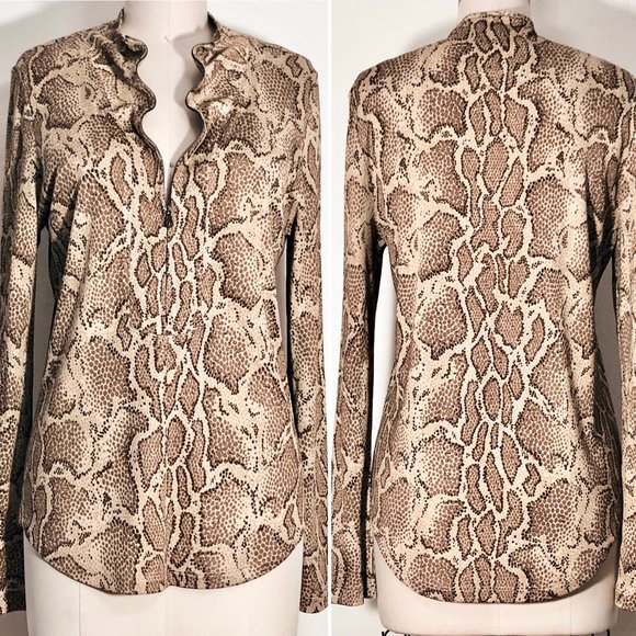Chloe Python Print Viscose Jersey Zip-Front Top - Picture 4 of 8